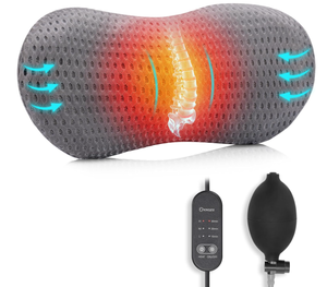 lot 156 image: Knqze Lumbar Support Pillow Adjustable Traction Height with Heating for Lower Back Pain Relief, Memory Foam Back Pillow