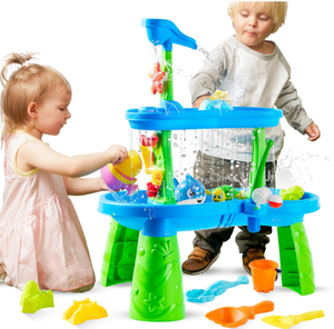 lot 157 image: Water Table for Toddlers, 3-Tier Water Sand Table Outdoor Play Toys for Kids Ages 2 3 4