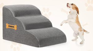 lot 501 image: Romrol Dog Stairs Ramp for Beds Couches, Extra Wide Pet Steps with Durable Non-Slip Waterproof Fabric Cover