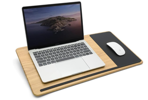 lot 611 image: Portable Engineered Wood Lap Desk with Soft Cushion for Home Office, Lap Holder with Wrist Rest