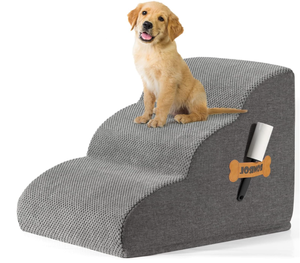 lot 615 image: Romrol Dog Stairs Ramp for Beds Couches, Extra Wide Pet Steps with Durable Non-Slip Waterproof Fabric Cover