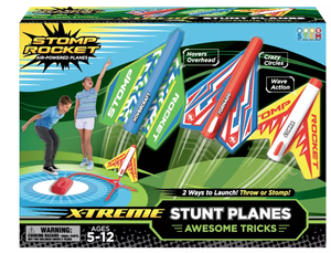 lot 475 image: LOT of 3 Stomp Rocket Aerodynamic X-Treme Stunt Planes with Launcher