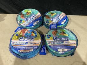 lot 361 image: LOT OF 4 SwimWays Elite Pop Up Baby Above Ground Pool with Canopy and Carry Case