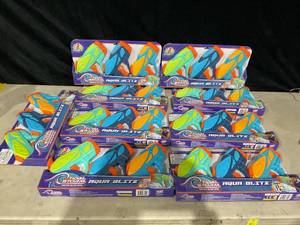 lot 363 image: LOT OF 9 Tidal Storm Kids Aqua Strike Water Blaster 3 Pack - Blue  Orange