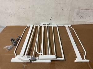 lot 257 image: Regalo Easy Step 38.5 inch Extra Wide Walk Thru Baby Gate, White, Age Group 6 to 24 Months
