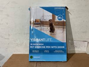 lot 259 image: Vibrant Life 8-Panel Customizable Pet Exercise Playpen with Door, 36 in, for Dogs Up to 70 lbs