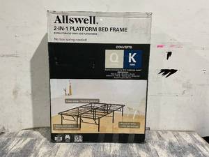 lot 144 image: QueenKing Allswell 14 Convertible High Platform Metal Bed Frame