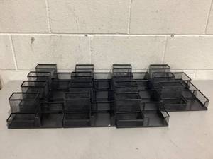 lot 423 image: LOT OF 13 Metal Wired Mesh Design Multifunctional Desk Organizer