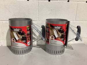 lot 460 image: LOT of 2 Weber Rapidfire Chimney Starter Aluminized Steel, Heat-Resistant