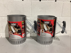 lot 461 image: LOT of 2 Weber Rapidfire Chimney Starter Aluminized Steel, Heat-Resistant