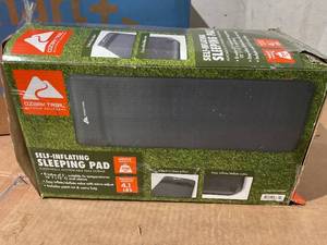 lot 293 image: Ozark Trail Self-Inflating Camp Pad with Pillow - Grey, Adult, 78 L x 25 W x 2 H