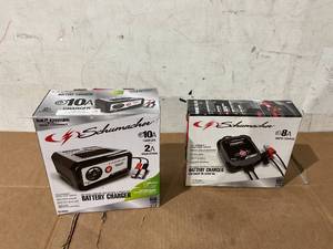 lot 590 image: LOT OF 2 Schumacher 12V Fully Automatic Battery Chargers