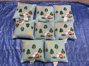 lot 745 image: LOT OF 8 Room Essentials Cabin Scene Square Throw Pillows - Blue