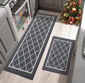 lot 559 image: 2PCS BEQHAUSE-Kitchen-Rugs-Non-Slip-Kitchen-Mats-for-Floor Machine Washable Kitchen Mats