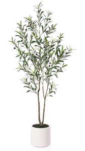 lot 639 image: LOMANTO Artificial Olive Trees, Tall Olive Trees for Indoor, Faux Olive Silk Tree