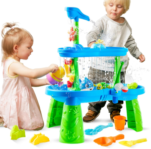 lot 657 image: Play-Act Water Table for Toddlers, 3-Tier Water Sand Table Outdoor Play Toys for Kids Ages 2 3 4