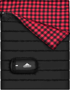 lot 659 image: AGEMORE Cotton Flannel Double Sleeping Bag for Camping, Backpacking Or Hiking