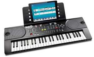 lot 671 image: RockJam 49 Key Keyboard Piano with Power Supply, Sheet Music Stand