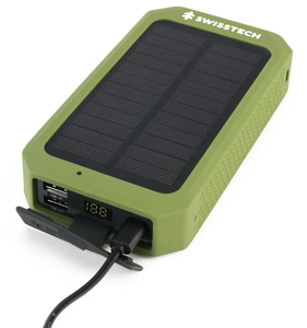 lot 777 image: Swiss Tech 20000 mAh Wireless Power Bank with Flashlight and Charging Pad, IP54 Weatherproof