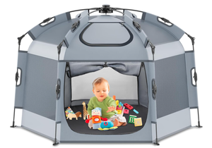 lot 782 image: Pop up Playpen with Canopy - Portable Baby Beach Tent - Outdoor Baby Playpen