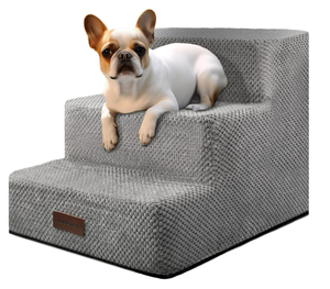 lot 790 image: Aodisman Dog Steps for Small Dog, 3-Step Dog Stairs for High Beds and Couch