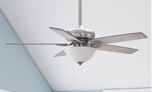 lot 89 image: Harbor Breeze Oxford 52-in Brushed Nickel with DriftwoodToffee Blades LED Indoor Ceiling Fan with Light and Remote (5-Blade)