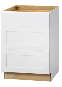 lot 98 image: Hampton Bay Avondale 24 in. W x 24 in. D x 34.5 in. H Ready to Assemble Plywood Shaker Drawer Base Kitchen Cabinet in Alpine White