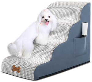 lot 281 image: Non-Slip Pet Steps with Larger Step Area No Assembly, 4 Tiers Grey