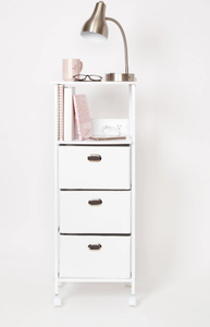 lot 283 image: Sutton Charging 3-Drawer Cart on Wheels- White