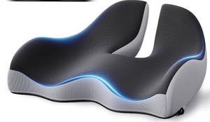 lot 374 image: Large Memory Foam Seat Cushion for Pressure Relief Sciatica- Black&Grey