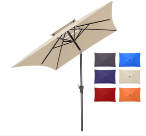 lot 602 image: 6.6x10ft Rectangle Patio Umbrellas 2 Tiers Outdoor Table Umbrella with Push Button Tilt and Crank for Pool, Backyard, Deck, Picnic, Yard- Orange