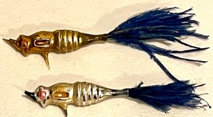 lot 272A image: Antique Mercery Glass and Feather Ornaments - MOTHS