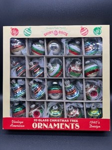 lot 165 image: SHINYBRITE Christmas Confetti Glass Round Ornaments MIB