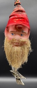 lot 190 image: Vintage CHRISTOPHER RADKO Elf Glass Hanging Ornament  Clip