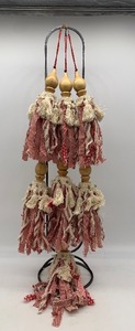 lot 33 image: Wood and Cloth Tassel Christmas Ornaments - QTY 7