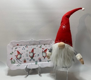lot 35 image: Winter Plush Gnome with Melamine Serving Tray