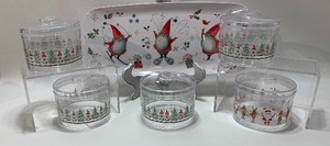 lot 36 image: Holiday Gnome Melamine Platter with 5 Stackable Containers