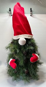 lot 121 image: Delightful LARGE Handcrafted EVERGREEN Santa Gnome Topiary