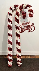 lot 122 image: Pair of Extra Large TINSEL CANDY CANES and Glitter Sign