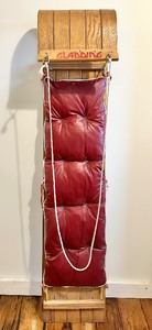 lot 140 image: MID CENTURY VINTAGE Wooden GLADDING Toboggan with Seat Cushion
