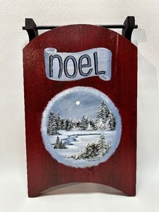 lot 142 image: HAND PAINTED Wooden Noel Sled Art