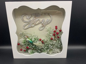 lot 78 image: Artisan Christmas Shadowbox with an Antique Bird Ornament with Spun Glass