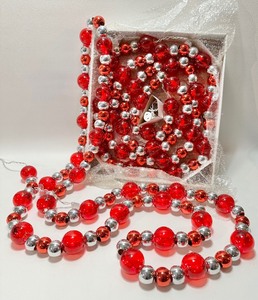 lot 210 image: NEW Pair of Red and Silver Bulb String Lights 