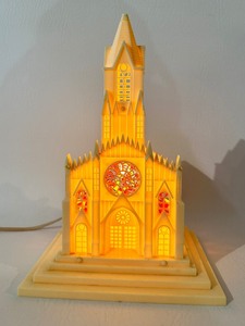 lot 215 image: MID CENTURY VINTAGE Lighted Celluloid Church