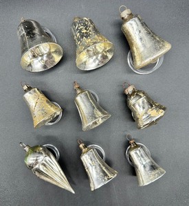 lot 246 image: Assorted ANTIQUE Silver MERCURY GLASS Ornaments