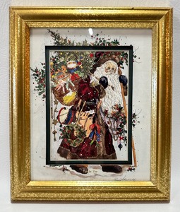 lot 250 image: FRAMED SANTA ART #1 - Toys in Tow by PEGGY ABRAMS