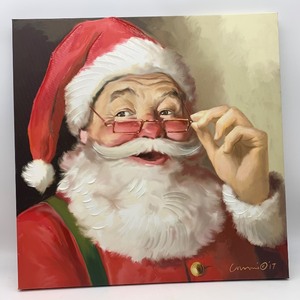 lot 91 image: Adorable Vintage Santa Canvas Wall Art - LARGE