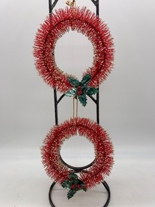 lot 116 image: Vintage Bottle Brush Wreaths, Set of 2