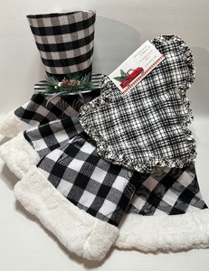 lot 270 image: Buffalo Plaid Holiday Decor including TREE SKIRT and TREE TOPPER