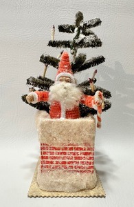 lot 325 image: BETHANY LOWE Vintage-Style SANTA with Tree and Chimney